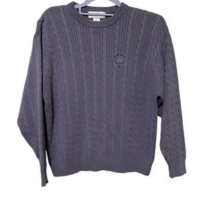 Tehama Nancy Haley Purple Cable Knit Great Bear Golf Cotton Sweater Large